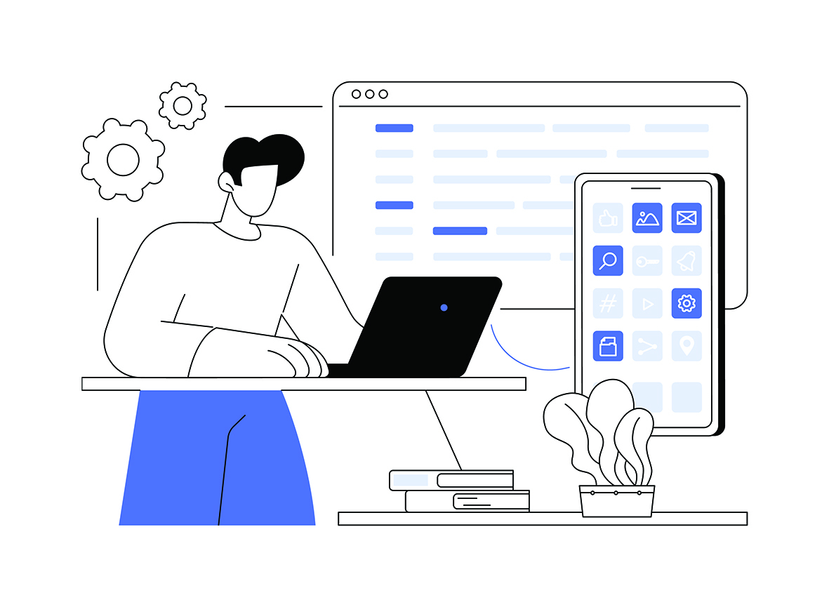 Illustration d’une personne travaillant sur un ordinateur portable